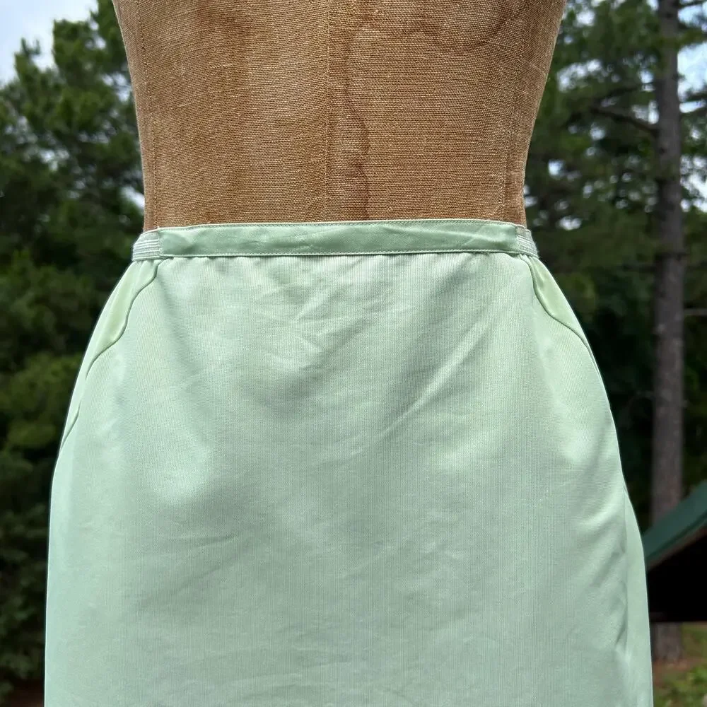 Vintage 50s/60s Pastel Mint Green Opaque Mini Skirt Slip - Picture 5 of 9